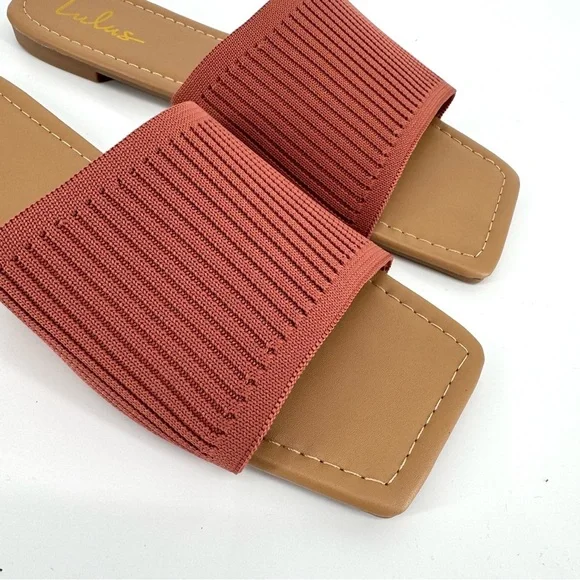 Lulu’s Ribbed Knit Square Toe Slide Sandals Size 11 Woman - Picture 5 of 7